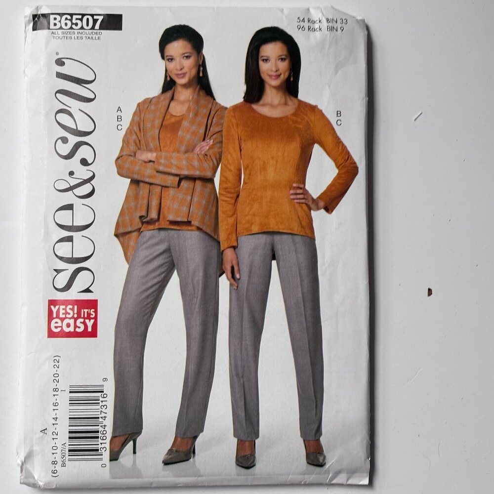 Butterick pattern B6507 Uncut jacket, tunic and pants